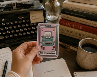 The Storyteller Tarot Card Sticker | Writer Gift Bookish | Typewriter Sticker for Authors