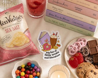 Big Fan of Little Treats and Literature Sticker | Cute Bookish Sticker for Reader | Kindle Laptop Gift