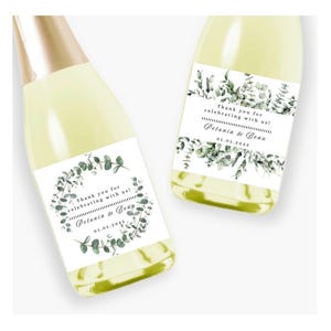 Etiquetas de vino de eucalipto para despedida de soltera, champán para despedida de soltera, regalos para despedida de soltera