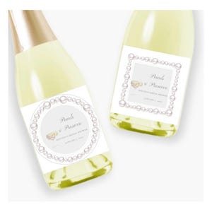 Etiquetas para champán de tamaño pequeño o grande con perlas y prosecco para despedidas de soltera o despedidas de soltera