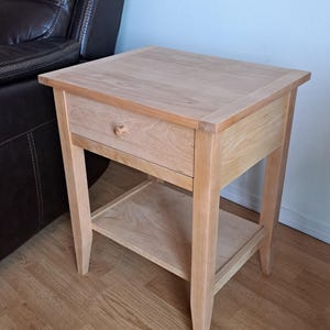 Shaker End Table, Wooden Side Table, Bedside Table, Antique Style Nightstand, Living Room Furniture, Handmade Decor, Handmade Design