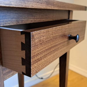 Shaker Walnut Bedside Table, Nightstand, Wooden Side Table, Bedroom Furniture, Handcrafted Bedside, Walnut Table Decor, Walnut Furniture