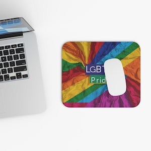 Rainbow Pride Mouse Pad LGBTQ Desk Mat Non Slip Gaming Mousepad Colorful Office Accessory Gift for Queer Gay Lesbian Trans Ally