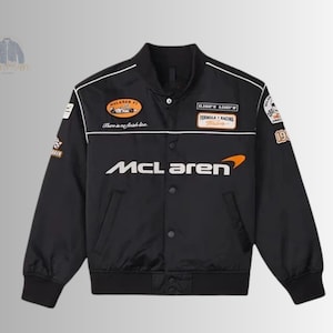 Blouson aviateur noir McLaren | Blouson de motard McLaren | Blouson aviateur noir | Veste motard homme | Veste en cuir homme | Cadeau d'Halloween pour lui