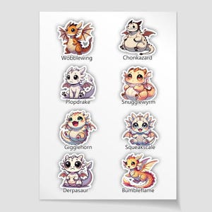 Derpy Dragons: Volles Set - 8 Sammler Premium Vinyl Aufkleber (mattes Finish)