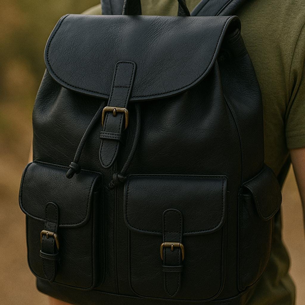 Rustic Backpacking Pack Handmade Full Grain Leather Hiking Backpack , Rustic Travel Rucksack ...