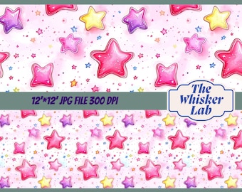 Descarga de patrones digitales sin costuras de Candy Star Dust, papel digital repetitivo para sublimación, diseño de telas para scrapbooking (descarga instantánea)