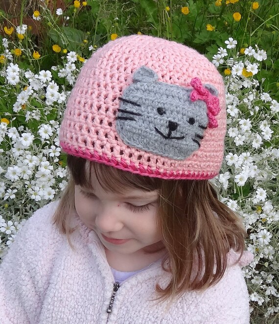Items similar to Crochet Cat Hat, Girls Cat Hat, Kitty Hat, Girls' Hats