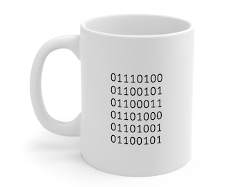 Taza de café de cerámica con código binario - 325 ml, regalo perfecto para amantes de la tecnología, programadores, fanáticos de la ciencia ficción, cumpleaños, decoración de oficina, techie