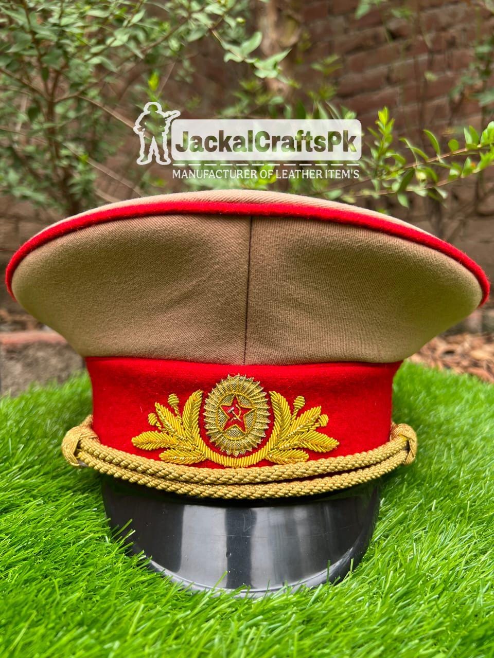 Vintage Soviet General Visor Cap – USSR Military Hat, Red Khaki