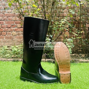 Handmade German Officer Leather Riding Boots: Military Equestrian Style