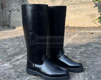 Men\'s German Officer Size 28.5 / US 10.5 Black Leather Tall Riding Boots il_340x270.7243783014_rmiv.jpg main image 3