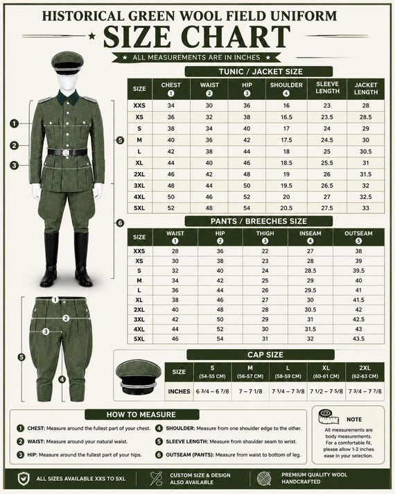 army dress blues size chart German M41 Field Tunic Set Historical Event Costume