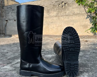 1980s SOLDINI made in itary ブーツ archive Italian Police Leather Boots, Vintage 80S, With Quick Zip