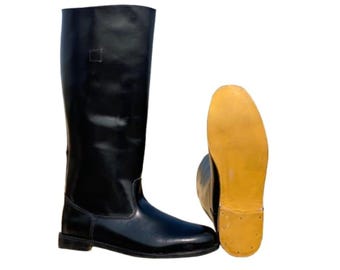 Botas de montar de cuero de oficial alemán hechas a mano: Cosplay militar, todas las tallas