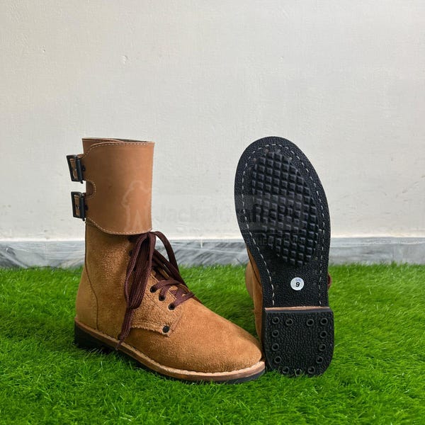 Buckle Combat Leather Boots