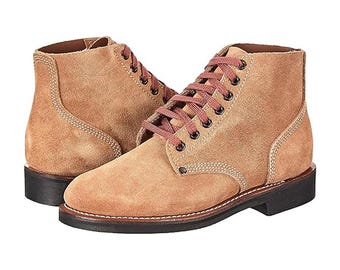 Handmade Suede Leather Ankle Boots | Rustic Lace-Up Combat Style