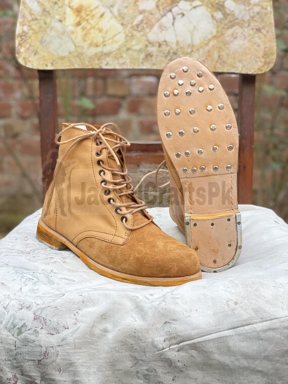 Tan Suede Combat Boots - Lace-Up Tactical Boots Tactical Men main image 2