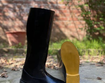 Handmade Leather Officer Boots: Black Riding Boots