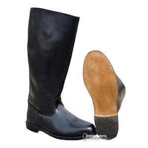 Handmade Black Leather Riding Boots: Men&#39;s Equestrian Dress Boots