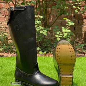Handgefertigte Schwarze Leder Reitstiefel: Hohe Militär Parade Stiefel