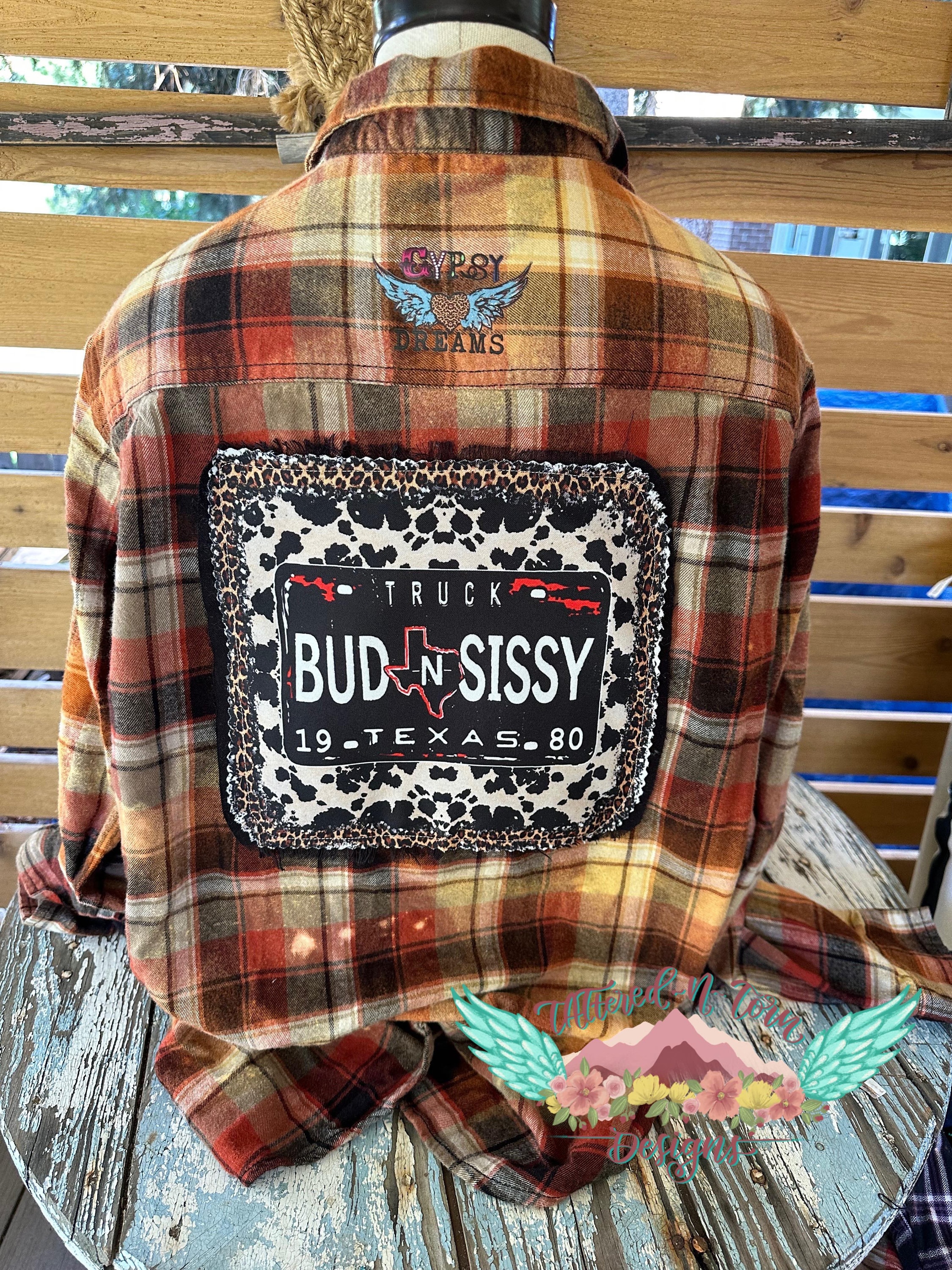 Bud N Siss Truck Plate Custom Patch Flannel, Sustainable