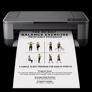 Balance Exercise Printable Program for Seniors over 60, 30-Day Fitness Workout Plan, Large Print, 6-8 minutes a day, helps prevents falls. image 3