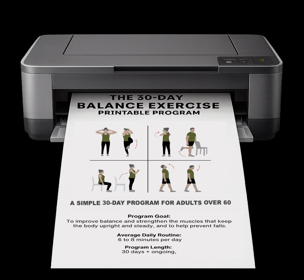 Balance Exercise Printable Program for Seniors Over 60, 30-day Fitness ...