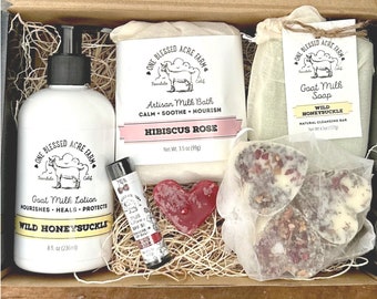 Honeysuckle Lotion Gift Set Skincare Spa Gift Honeysuckle Bath & Body Gift Scented Honeysuckle Body Care Set Goat Milk Beauty Gift For Her