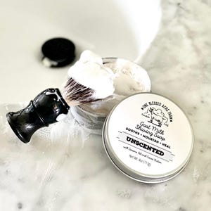 Unscented Goat Milk Tallow Shave Soap, Wet Shave Grooming