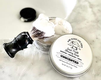 Unscented Goat Milk Tallow Shave Soap, Wet Shave Grooming
