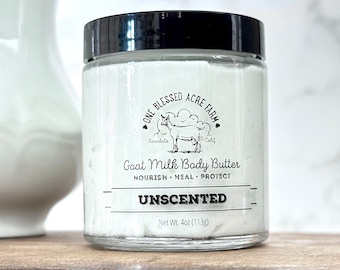 Unscented Goat Milk Body Butter Unscented Goat Milk Hand Cream Goat Milk Body Cream Whipped Body Butter Fragrance Free Lotion Gift for Mom