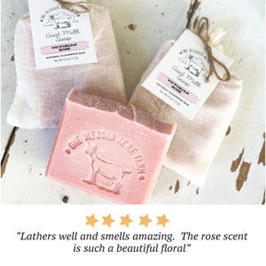 Rose Goat Milk Bar Soap Rose Bar Soap Homemade Rose Soap Bar Body Soap Rose Goat Milk Soap Gift Set For Mom Gift Soap Set Bundle Bulk Soap image 6