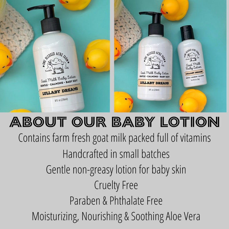 Goat Milk Baby Lotion Sensitive Skin Baby Friendly Cream Goat Milk Baby Care Gift Set New Mom Gift Lotion For Newborn Baby Travel Gift Set image 2