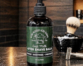 Goat Milk After Shave Balm for Men Razor Burn Relief Moisturizing Aftershave Natural Mens Grooming Handmade Post Shave Balm Barber Shop Gift