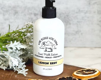 Lemon Goat Milk Lotion Lemongrass Hand Cream Lemon Body Lotion Travel Size Handmade Lotion Dry Skin Lotion Gift for New Mom Gift for Teacher