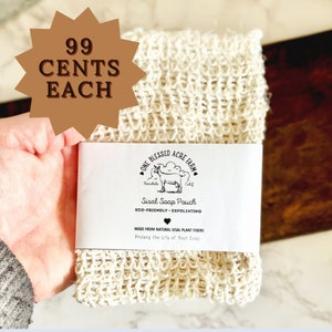 5 Pack Soap Saver Bag Sisal Soap Bag Zero Waste Soap Saver Pouch Soap Body Scrubber Bag Exfoliating Soap Bag Scrap Soap Saver Drawstring Bag