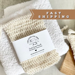 Organic Soap Pouch Eco Friendly Soap Bag Gift Stocking Stuffer Gift For Zero Waste Bathing Sisal Soap Body Scrubber Bag Exfoliating Soap Bag image 1