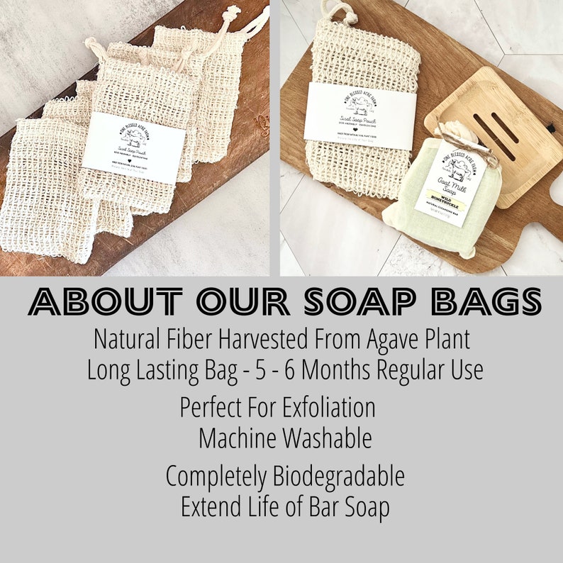 Organic Soap Pouch Eco Friendly Soap Bag Gift Stocking Stuffer Gift For Zero Waste Bathing Sisal Soap Body Scrubber Bag Exfoliating Soap Bag image 2