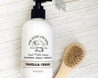 Lozione al latte di capra alla vaniglia, lozione per il corpo per pelle secca con crema per le mani al latte di capra per donna, set regalo di compleanno, regalo di cura della pelle biologica, regalo di nozze