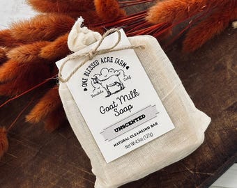Pastilla de jabón de leche de cabra sin perfume: Regalo natural para el cuidado de la piel sensible