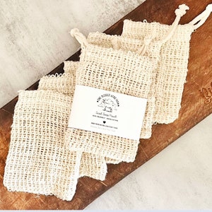 Organic Soap Pouch Eco Friendly Soap Bag Gift Stocking Stuffer Gift For Zero Waste Bathing Sisal Soap Body Scrubber Bag Exfoliating Soap Bag image 5