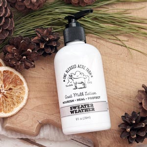 Sweater Weather Goat Milk Lotion Goat Milk Hand Cream Fall Scent Body Lotion Travel Size Body Cream Dry Skin Lotion Gift Christmas Stocking