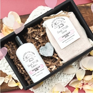 Rose Lotion Gift Set For Her Under 20 Gift Set Floral Hand Cream Gift Rose Bath and Body GIft Idea Rose Goat Milk Soap Holiday Beauty Gift
