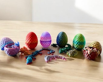 Surprise 3D Printed Dragon Egg with Articulating Dragon - Desk Toy ADHD Mystery Gift