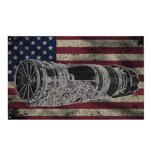 GE F110 Jet Engine Flag – Aviation Art, Military Decor
