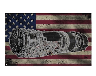GE F110 Jet Engine Flag – Aviation Art, Military Decor