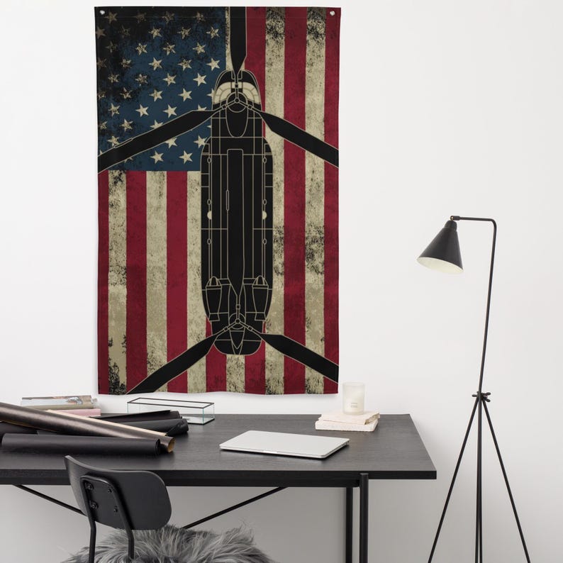CH-47 Helicopter U.S. Flag