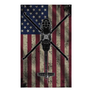 UH-60 Black Hawk Flag – Military Helicopter, Veteran Wall Art (5 ft x 3 ft)
