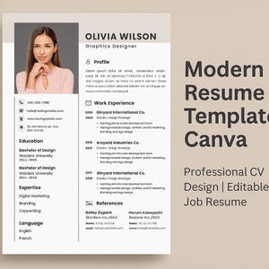 Modern Resume Template Canva | Professional CV Design | Editable Job Resume